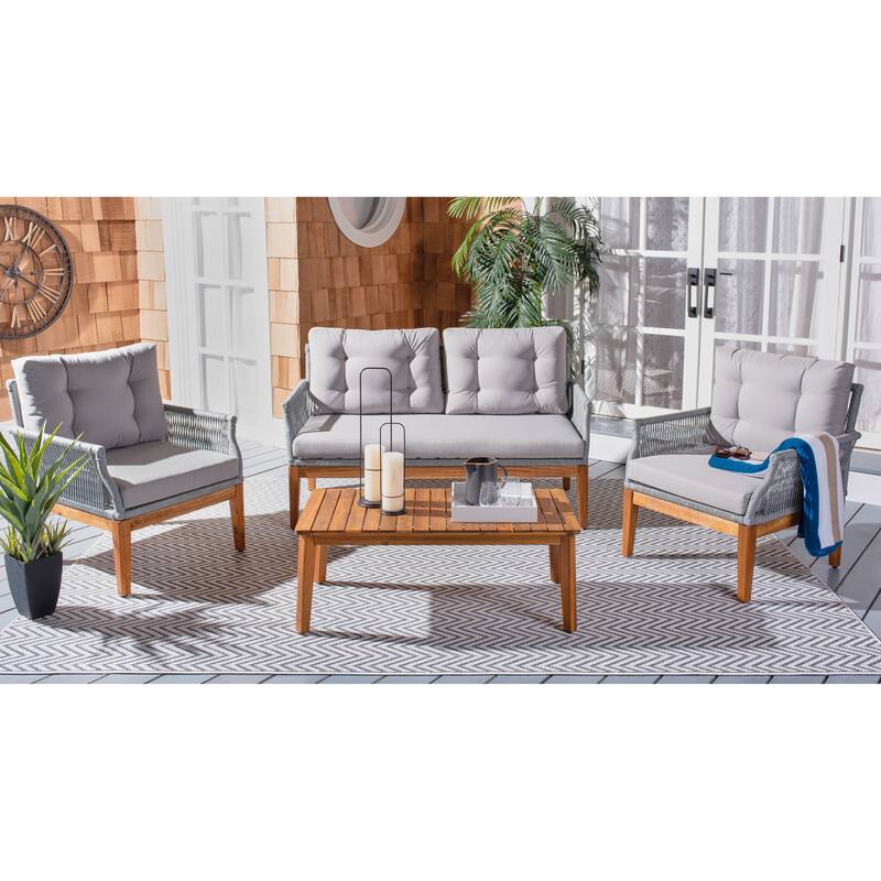 SAFAVIEH Outdoor Living Winslo 4-Piece Patio Set - 57"W x 30"D x 31"H