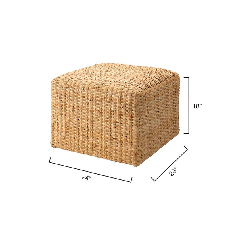 Jamie Young Hand-woven Natural Rattan Large Ottoman
