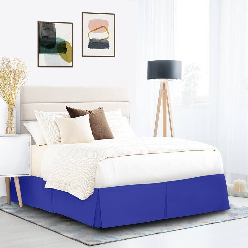 Clara Clark Pleated Bed Skirt-14 inch Tailored Drop - Soft Double Brushed Premium Microfiber Ruffle Bed Skirt - Includes 8 Pins - Royal Blue - King