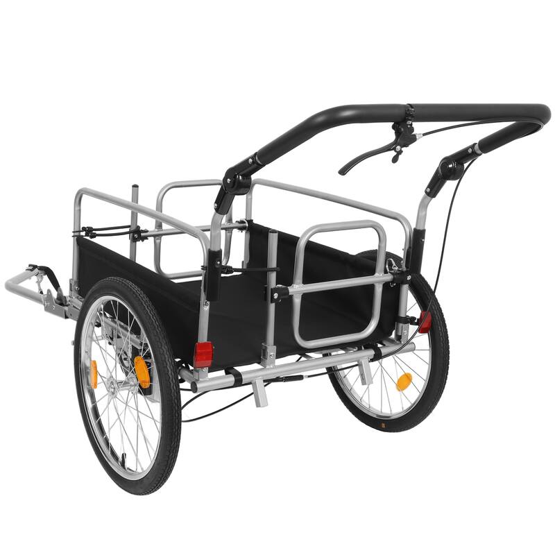 3-in-1 Heavy-Duty Bike Cargo Trailer E-Bike Compatible Steel Frame, 110lb Capacity, Convertible Stroller & Pull Cart Suspension