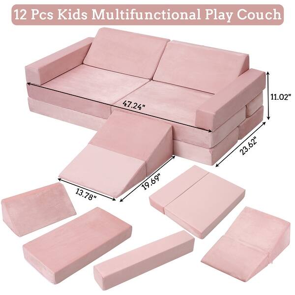 dimension image slide 0 of 2, Modular Kids Couch 12pcs Play Couch with Ball Pit,Toddler Couch for Creative Boys Girls, Convertible Kids Sofa for Playroom