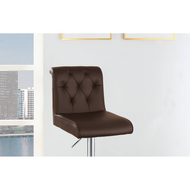 Adjustable Bar Stools Set of 2, Faux Leather Counter Height Chairs with Back, Kitchen Island Stools with Footrest