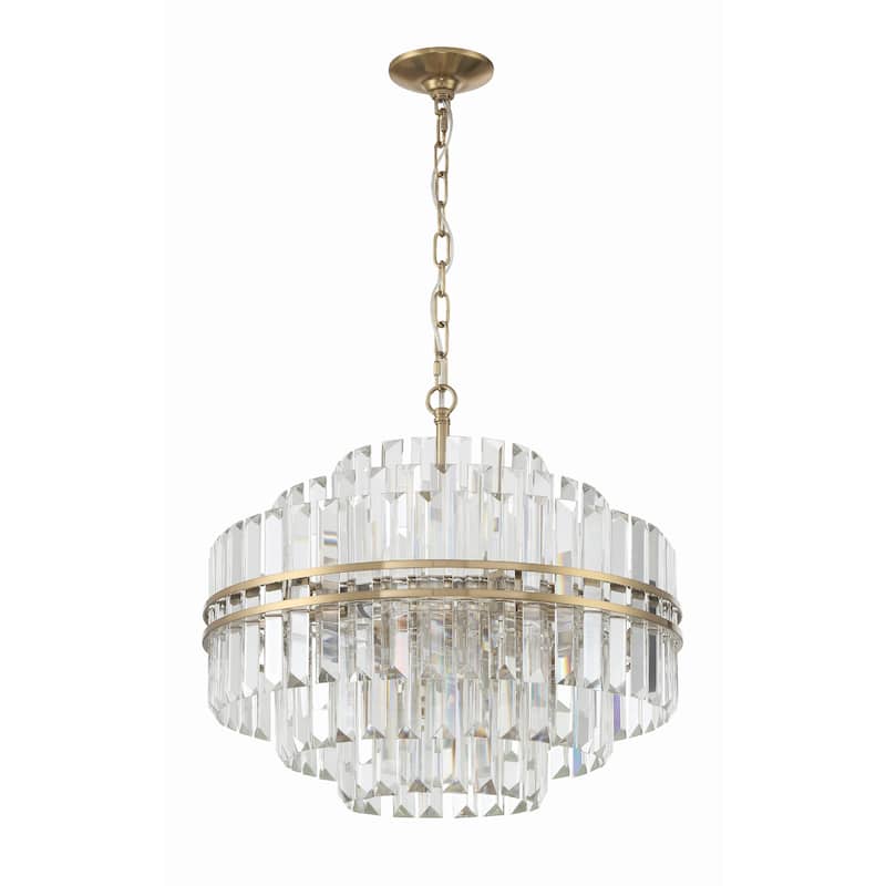 Hayes 12 Light Aged Brass Chandelier - 22"W x 20.5"H x 22"D
