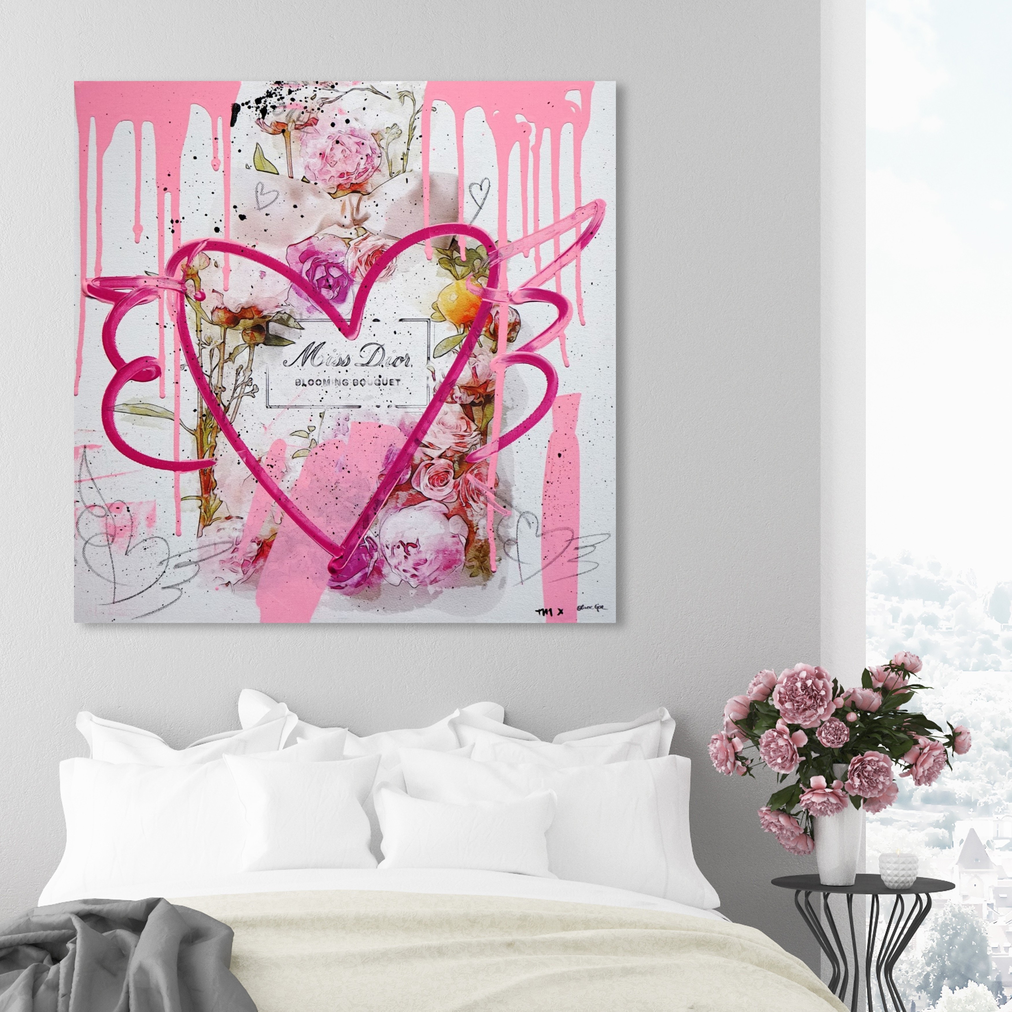 Oliver Gal Fashion and Glam Wall Art Canvas Prints 'Bouquet Remix' Perfumes  - Pink, White - Bed Bath & Beyond - 30765481