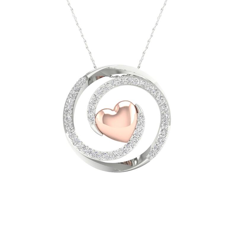 1/8ct TDW Diamond Swirl Heart Pendant in Silver for Women