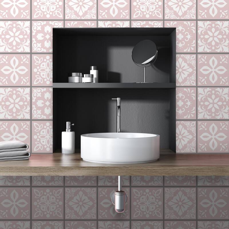 Walplus Sevilla Ligh Pink Spanish Wall Tile Sticker Peel and Stick