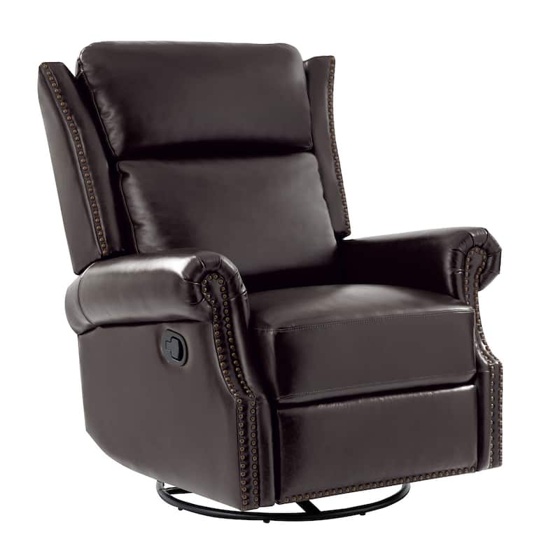 Viviana Traditional Genuine Leather Manual Swivel Glider Recliner by HULALA HOME