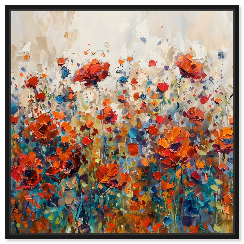 Art Remedy Beautiful Garden Bloom Framed Impressionism 1 Piece Canvas Wall Art /Monet And Van Gogh Inspired Art