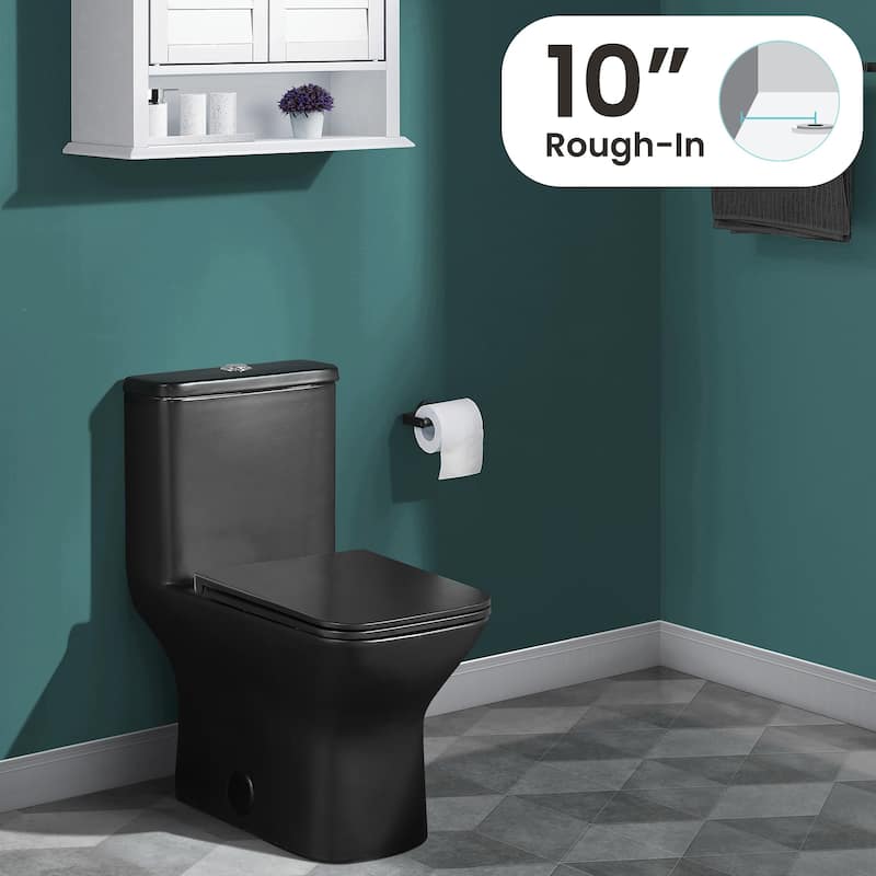 Carré One-Piece Square Toilet Dual-Flush 1.1/1.6 gpf with 10" Rough-In - Matte Black