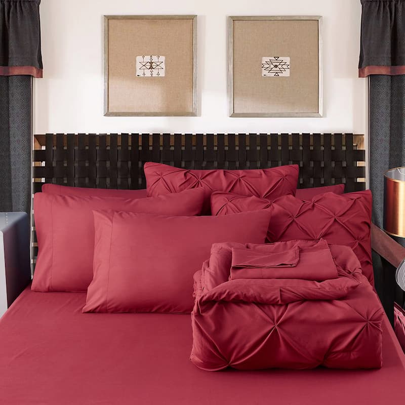 8 Piece Pintuck Comforter Set with Sheets