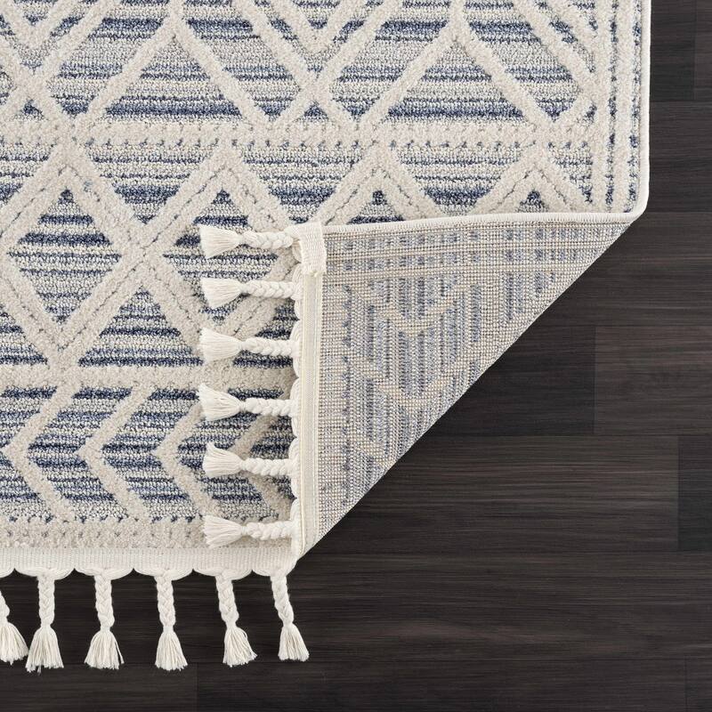 Hauteloom Magnolia Moroccan Trellis Farmhouse High Low Area Rug