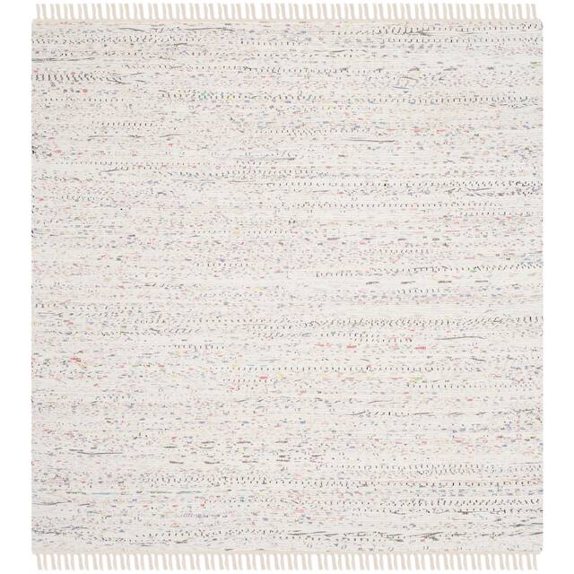 SAFAVIEH Handmade Rag Rug Vistiana Flatweave Cotton Rug - 9' x 9' Square - Ivory/Multi