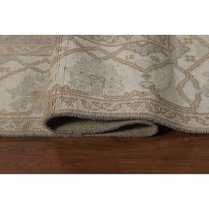 Gray Oushak Style Area Rug Hand-Knotted Wool Carpet - 8'1" x 10'0"