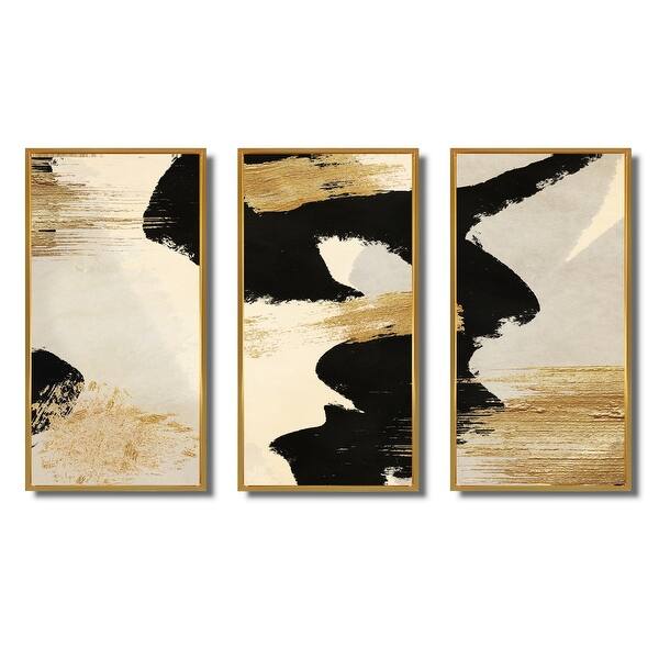 Designart "Glam Collage II" Modern & Contemporary Framed Art Prints Set of 3 - 4 Colors of Frames