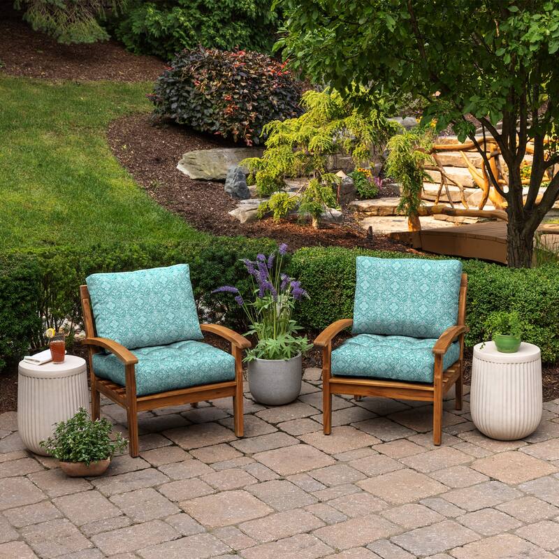 ARDEN Outdoor Plush Modern Tufted Blowfill Deep Seat Set, 24 x 24