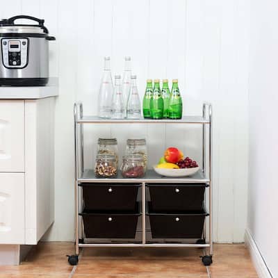 Costway 4Drawer Rolling Storage Cart shelf Scrapbook Paper Office - See Details