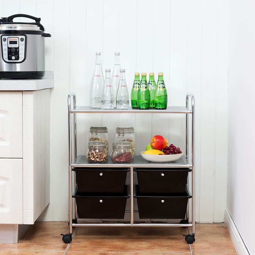 Costway 4Drawer Rolling Storage Cart shelf Scrapbook Paper Office - See Details