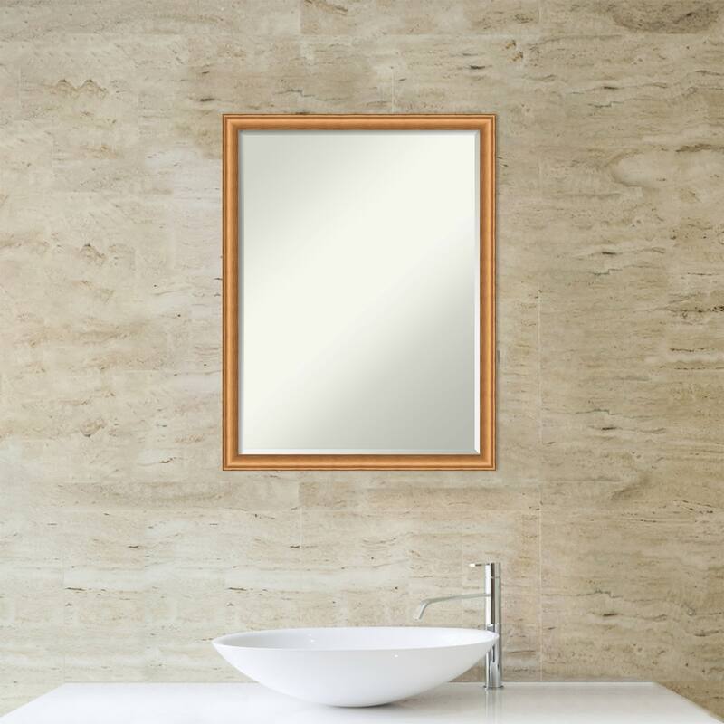 Salon Scoop Half-Inch-Bevel Wood Framed Bathroom Vanity Wall Mirror - Glass Size 18x24