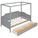preview thumbnail 8 of 15, Twin Size Wooden Canopy Bed Daybed with 3 in 1 Storage Drawers and Headboard, Wood Frame Guardrail Bed