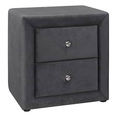 Versatile Upholstered Nightstand with 2 Storage Drawer, End table Side table for Bedroom, Grey Velvet, Transitional