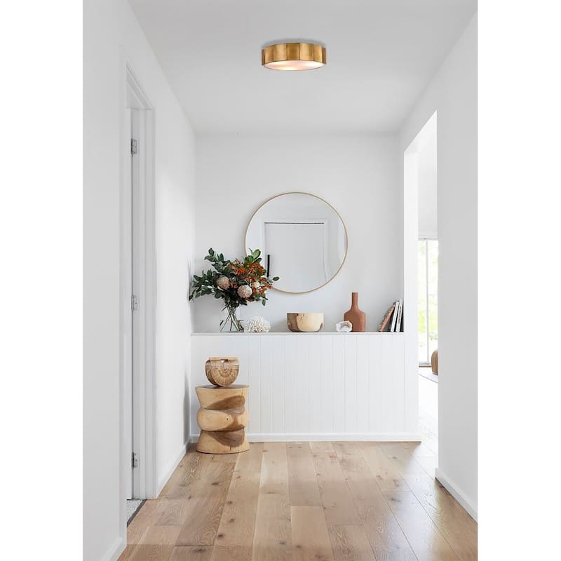 4 Light Brass Iron Flush Mount With White Bottom Cover