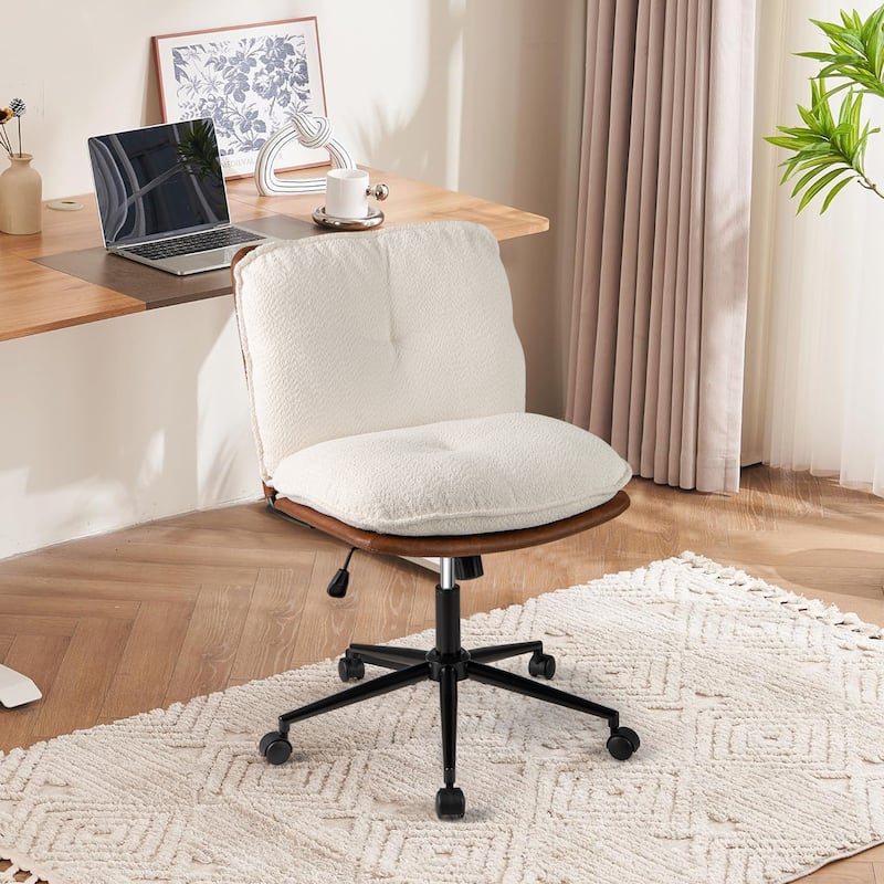 Modern Adjustable Height Armless Office Chair with Rocking Backrest and Swivel Seat for Home - 27.5" x 24" x 36.5"-41"