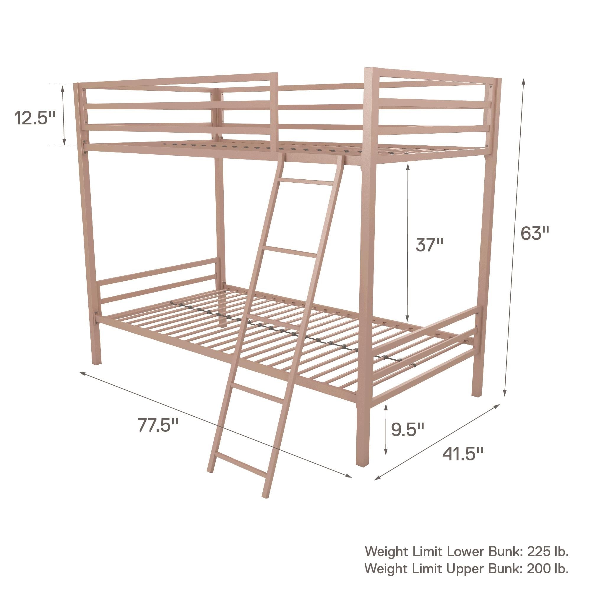 Novogratz Maxwell Twin-Over-Full Metal Gray Bunk Bed with