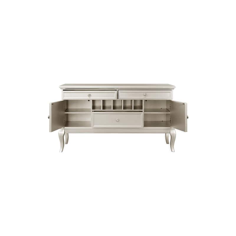 Geovanni Silver Faux Leather Dining Room Set