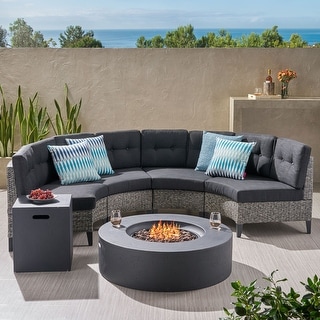Shop Black Friday Deals On Navagio 6 Piece Wicker Half Round Sofa Set By Christopher Knight Home On Sale Overstock 14009466