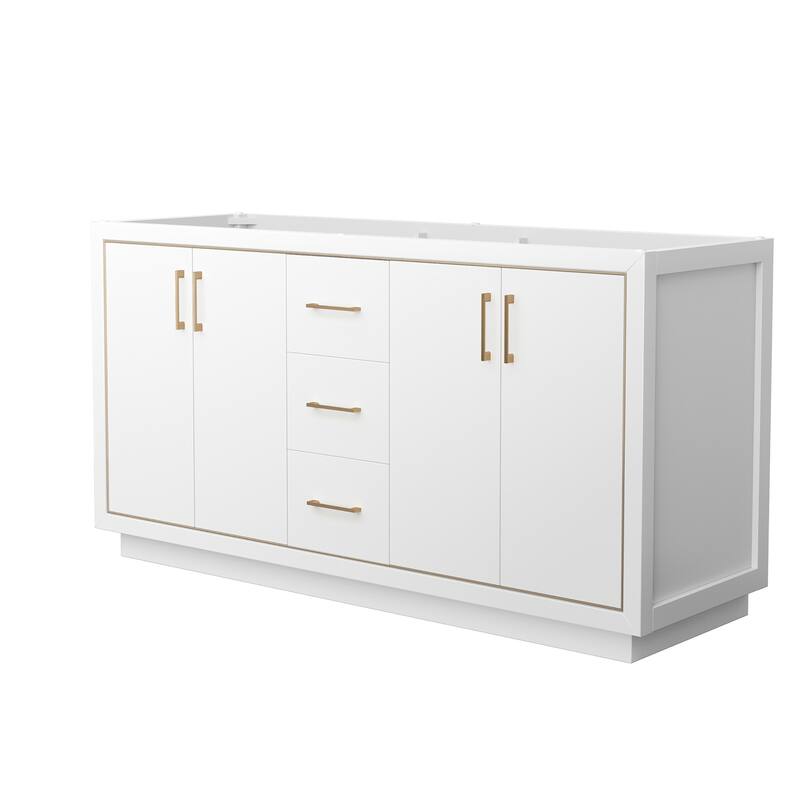 Wyndham Collection WCF1111-66D-CX-MXX Icon 66" Double Free Standing - White / Satin Bronze Hardware