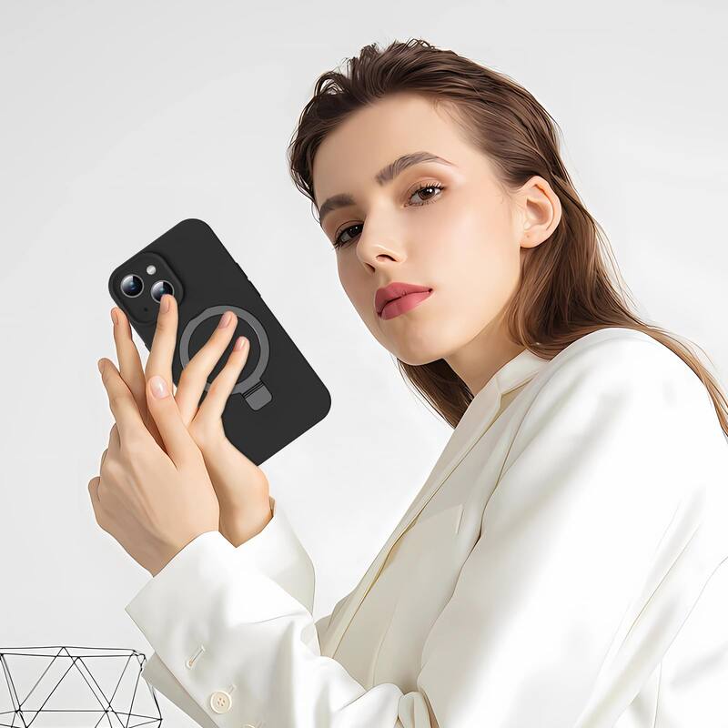 6.1 inch iPhone 14 Case, Liquid Silicone, Moisturizing Factor, Extreme Soft Slim Phone Case with Stand, Compatible with MagSafe