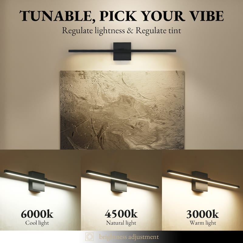 Modern LED Black Bathroom Vanity Light Dimmable Art Picture Wall Sconce - W27.6"xD3.9"xH4 .7"
