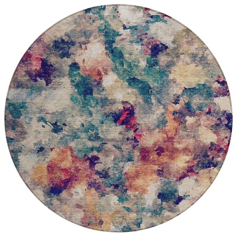Machine Washable Indoor/Outdoor Modern Artistry Chantille Rug