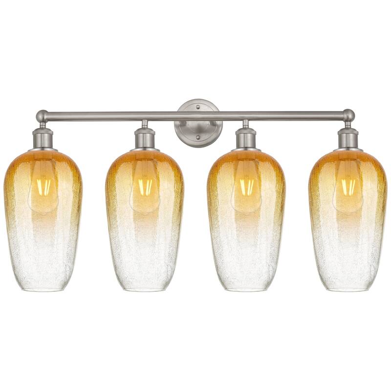 Innovations Lighting Endless Possibilities Edison - Brookhaven Flute - 4 Light 34" Bath Vanity Light - Brushed Satin Nickel/Amber