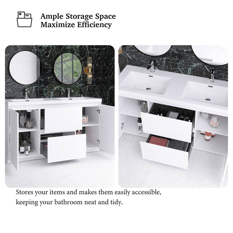 Floating Bathroom Vanity with Integrated Resin Top