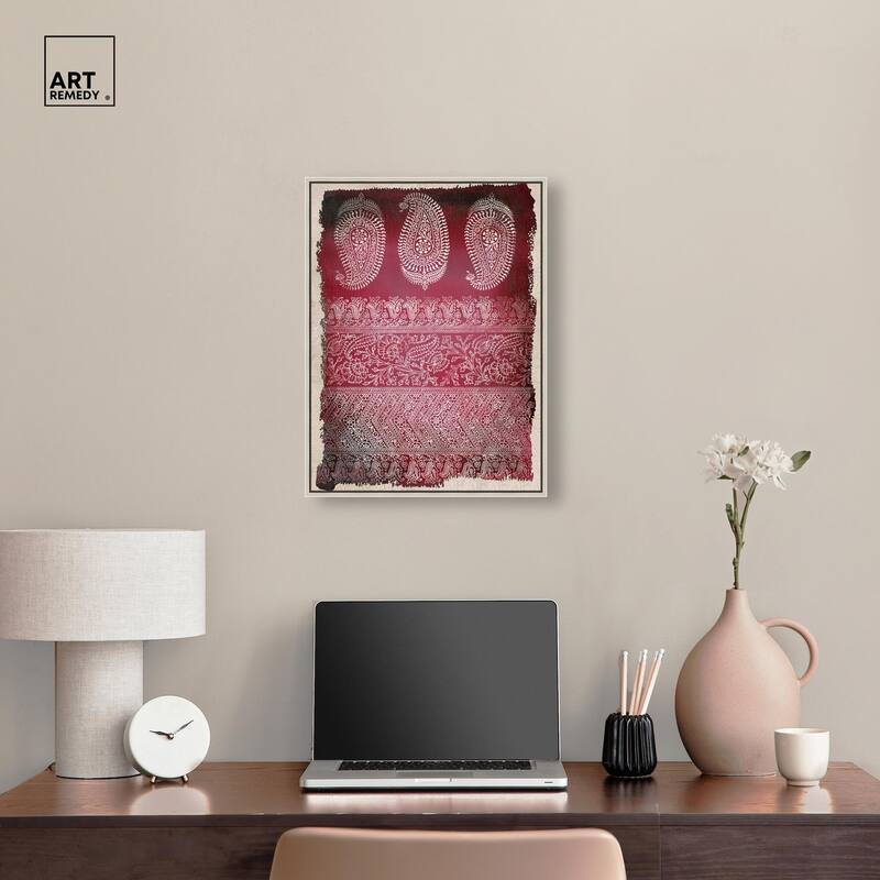 Burgundy Stamps Canvas by Art Remedy