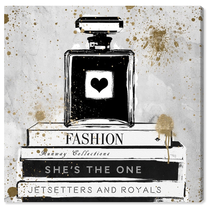 Wynwood Studio Canvas Fashion and Glam Perfume And Books Black and Glam Wall Art Canvas Print