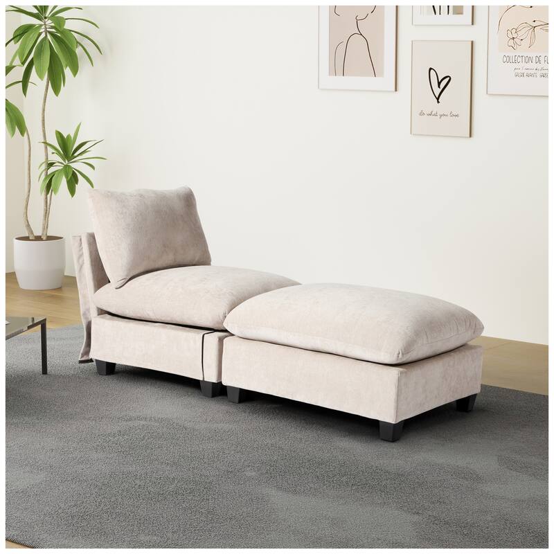 Lucca Chenille Upholstered Single Sofa Chair with Ottoman