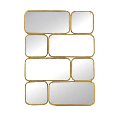 Geometric Rectangular Framed Wall Mirror - 32" - Gold