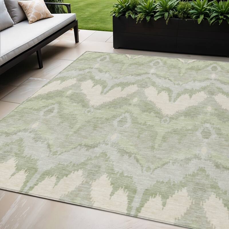 HomeRoots Ikat Transitional Rectangle Outdoor Rug - 5' X 8'