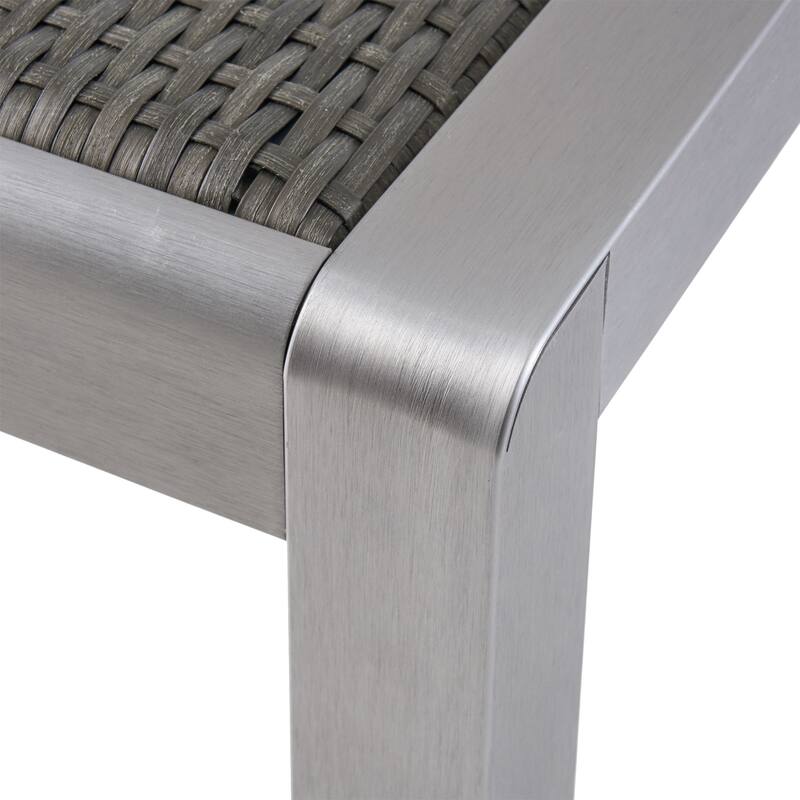 Outdoor Dining Table - Anodized Aluminum - Wicker Table Top - Square