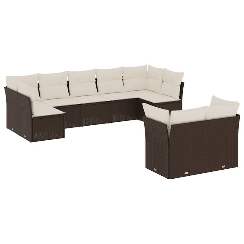vidaXL Garden Sofa Set Brown, Cream White - 24.4 x 24.4 x 27.2