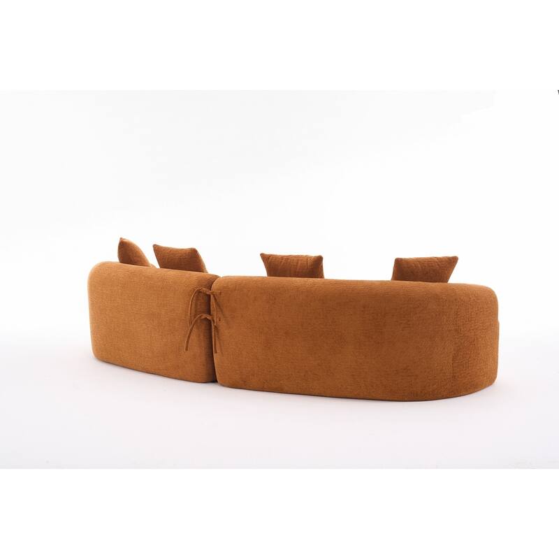 Curved Loveseat White Full Compression Sponge Sofa