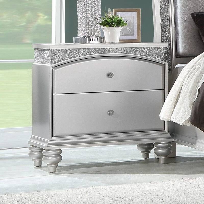 2 Drawers Wooden Nightstand