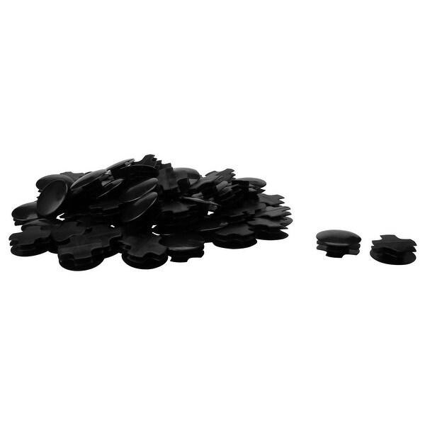70pcs 1 1/4" 32mm OD Plastic Round Tube Inserts Ribbed Pipe Cover Caps Black Floor Protector, 1.14"-1.22" Inner Dia