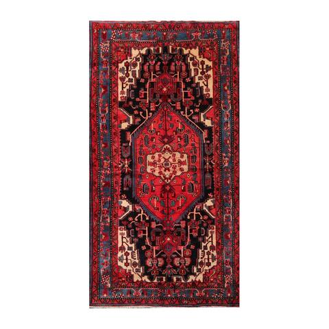 Hand Knotted Red,Charcoal Wool Oriental Area Rug (Runner) - 5' 6'' x 10' 2''