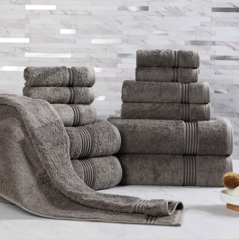 Superior Heritage Egyptian Cotton Absorbent 12-Piece Towel Set - Charcoal