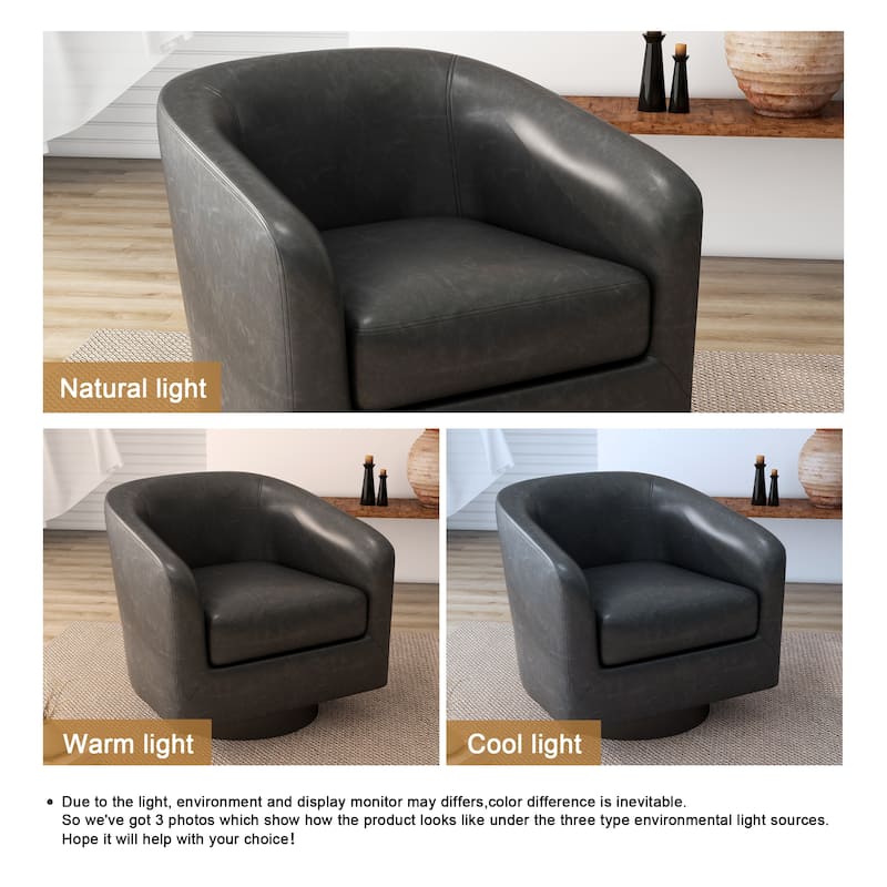 Round Barrel Armchair 360-Degree Swivel Accent Chairs