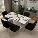 preview thumbnail 37 of 65, 7-Piece Clihome High-gloss Extendable Table Velvet Chair Dining Set