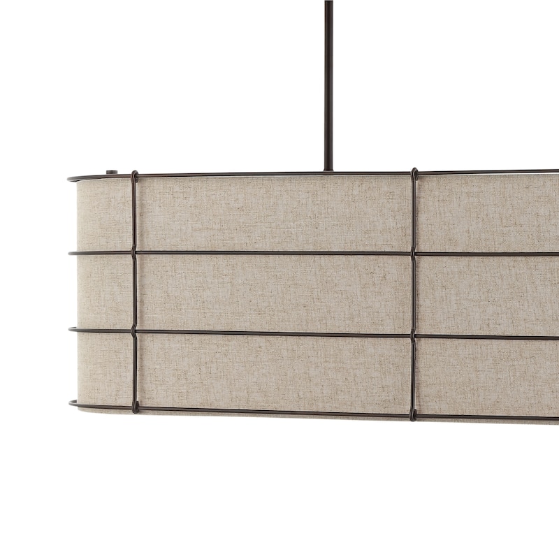 Oakley 42" 4-Light Rustic Farmhouse Iron Linear LED Pendant, Oil Rubbed Bronze by JONATHAN Y - 4 Light
